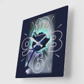 Deep blue rose quadratische wanduhr (Winkel)