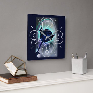 Deep blue rose quadratische wanduhr