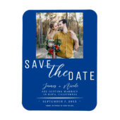 Deep Blue Save the Date Foto Wedding Magnet (Vertikal)