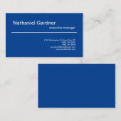 Deep Blue Schlicht Creative Modern Minimalistisch Visitenkarte (Vorne/Hinten)