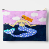 Deep Blue Sea Abstrakt Art Mermaid Zubehörtasche (Rückseite)