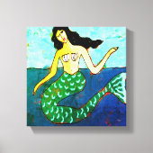 Deep Blue Sea Abstrakt Mermaid Print Leinwanddruck (Vorderseite)