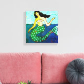 Deep Blue Sea Abstrakt Mermaid Print Leinwanddruck (Insitu (Wohnzimmer))
