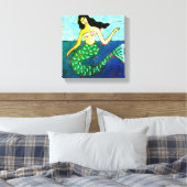 Deep Blue Sea Abstrakt Mermaid Print Leinwanddruck (Insitu (Schlafzimmer))
