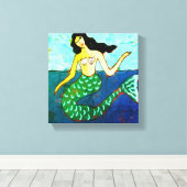 Deep Blue Sea Abstrakt Mermaid Print Leinwanddruck (Insitu (Holzboden))