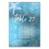 Deep Blue Sea Summer Wedding Guest Names Tischnummer (Vorderseite)