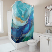 Deep Blue Serenity: Eine Abstrakte Seascape Duschvorhang (Beispiel)