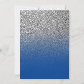 Deep Blue Silver Ombre Glitzer Save the Date Einladung (Rückseite)