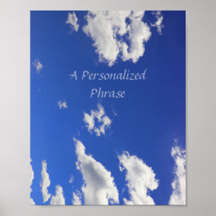 Deep Blue Sky White Fluffy Wolken, Foto Poster