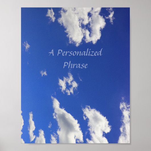 Deep Blue Sky White Fluffy Wolken, Foto Poster (Vorne)