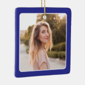 Deep Blue Square Foto Double Border Graduate Keramikornament (Rechts)