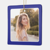 Deep Blue Square Foto Double Border Graduate Keramikornament (Links)