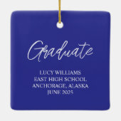 Deep Blue Square Foto Double Border Graduate Keramikornament (Rückseite)