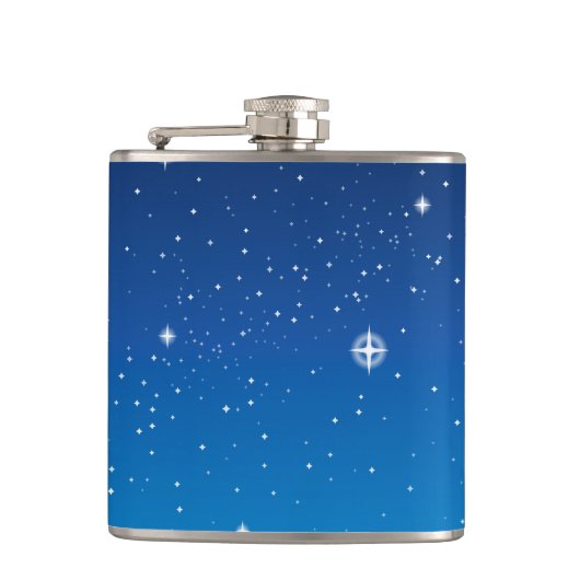 Deep Blue Starry Night Sky Flachmann (Vorderseite)
