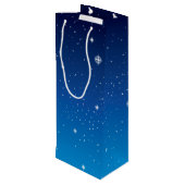 Deep Blue Starry Night Sky Geschenktüte Für Weinflaschen (Rückseite Schrägansicht)