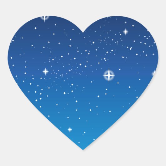 Deep Blue Starry Night Sky Herz-Aufkleber (Vorderseite)