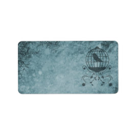 Deep Blue Steampunk Bird Cage Address Labels Adressaufkleber