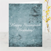 Deep Blue Steampunk Bird Cage Big Grußkarte Karte (Gelbe Blume)