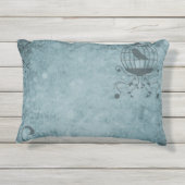 Deep Blue Steampunk Bird Cage Kissen Für Draußen (Rückseite)