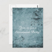 Deep Blue Steampunk Bird Cards Postkarte (Vorne/Hinten)