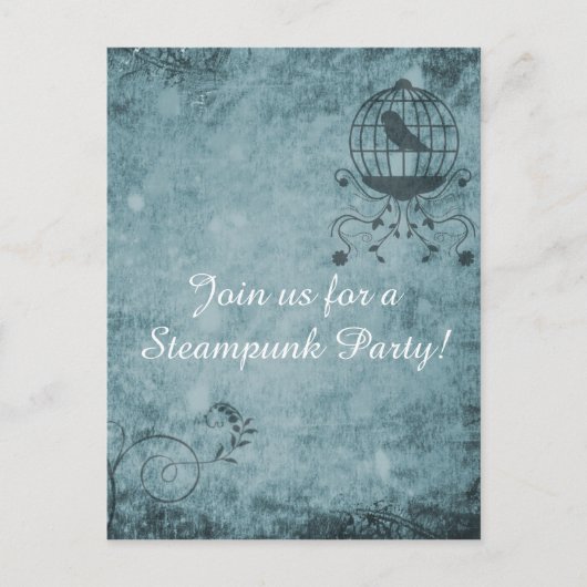 Deep Blue Steampunk Bird Cards Postkarte (Vorderseite)