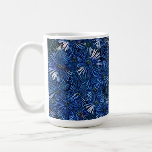 Deep Blue Stylized Blume Tee/Kaffee Tasse (Links)