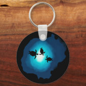 Deep Blue Swimming Turtles Schlüsselanhänger (Vorderseite)