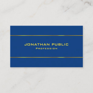 Deep Blue Template Gold Text Modern Elegant Cool Visitenkarte