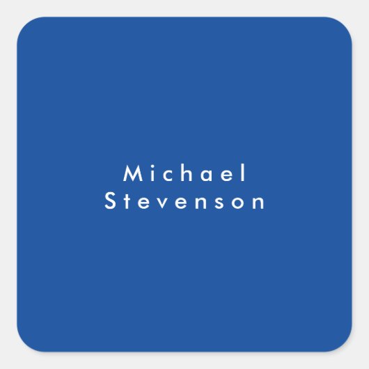 Deep Blue Trendy Modern Beruflich Quadratischer Aufkleber (Vorderseite)