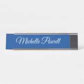 Deep Blue Trendy Script Modern Professional Schreibtischnamensplakette (Vorderseite )