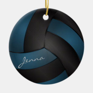 Deep Blue und Black Personalisieren Volleyball Keramikornament