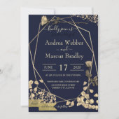 Deep Blue und Champagne Einladung (Vorderseite)