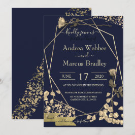 Deep Blue und Champagne Einladung