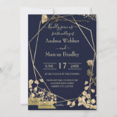 Deep Blue und Champagne Einladung (Vorderseite)