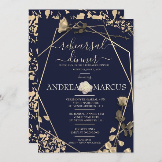 Deep Blue und Champagne Hochzeitsessen Probe (Vorne/Hinten)