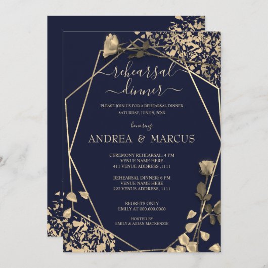 Deep Blue und Champagne Hochzeitsessen Probe (Vorne/Hinten)