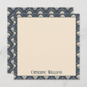 Deep Blue und Cream Seashell Muster Mitteilungskarte (Vorne/Hinten)