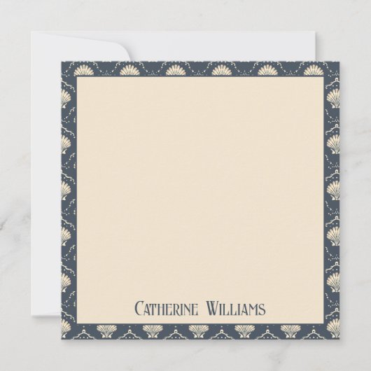 Deep Blue und Cream Seashell Muster Mitteilungskarte (Vorderseite)