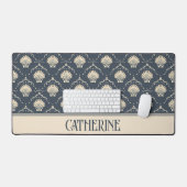 Deep Blue und Cream Seashell Muster Personalisiert Schreibtischunterlage (Tastatur & Maus)