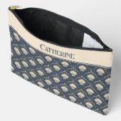 Deep Blue und Cream Seashell Muster Zubehörtasche (Offen)