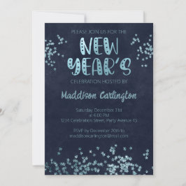 Deep Blue und Glitzer feiern Neujahrsfest im Party Einladung