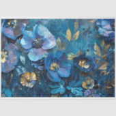 Deep Blue und Gold Floral Decoupage Seidenpapier (Vorderseite)