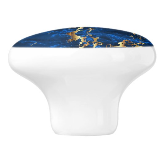 Deep Blue und Gold Marmor Keramikknauf (Seitenansicht)
