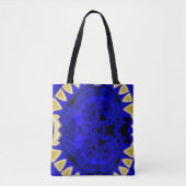 Deep Blue und Gold Teeth Border Fraktal Tasche (Vorderseite)