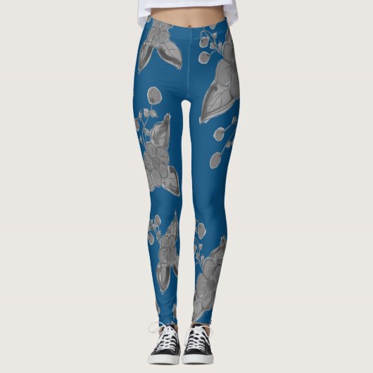 Deep Blue und Gray Stilvolle Leggings (Vorderseite)