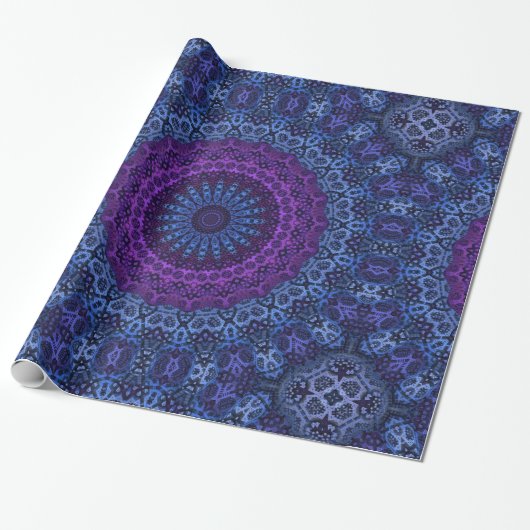 Deep Blue und Lila Twilight Mandala Geschenkpapier (Ungerollt)