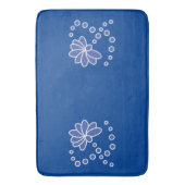 Deep Blue und Medium Moderne Blume Badematte (Vorderseite Vertikal)