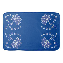 Deep Blue und Medium Moderne Blume Badematte