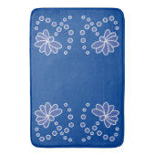 Deep Blue und Medium Moderne Blume Badematte (Vorderseite Vertikal)