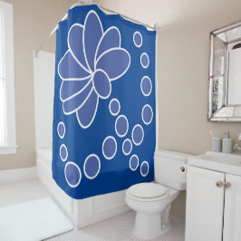 Deep Blue und Medium Moderne Blume Duschvorhang